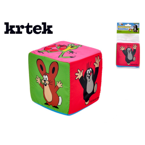 Krteček látková kostka pro miminko 10 cm Krteček látková kostka pro miminko 10 cm