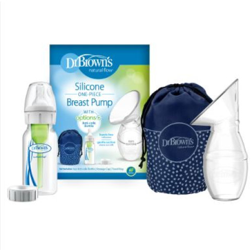 Dr. Brown’s silikonová odsávačka mateřského mléka + láhev Dr. Brown’s silikonová odsávačka mateřského mléka + láhev