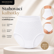 Stahovací bezešvé kalhotky s vysokým pasem – zeštíhlí bříško a krásně vytvarují zadeček MEDOOSI  bílé