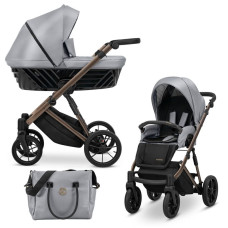 Kombinovaný kočárek KUNERT Ivento Eco Grey Metalic   hnědý podvozek 