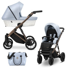 Kombinovaný kočárek KUNERT Ivento Eco Baby Blue Metalic   hnědý podvozek 