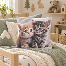 3D povlak na polštář 2 žíhaná koťátka  40 × 40 cm 