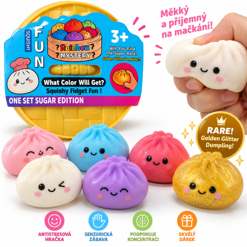 Mystery Squishy knedlíček – antistresová senzorická hračka s překvapením Mystery Squishy knedlíček – antistresová senzorická hračka s překvapením