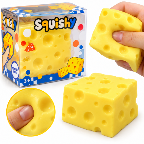 Squishy Sýr – antistresová mačkací senzorická hračka Squishy Sýr – antistresová mačkací senzorická hračka