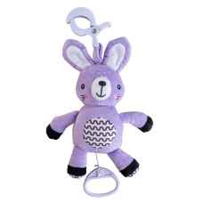  Hrací zajíček BabyTed s melodií – plyšová závěsná hračka 30 cm, šedá, 0m+