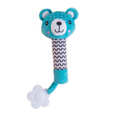Interaktivní medvídek  BabyTed s pískátkem a kousátkem 25 cm – mátový   0m+ 