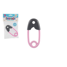 Retro chrastítko špendlík 12 cm – oblíbená klasika pro miminka 0m+ růžovo/šedá 