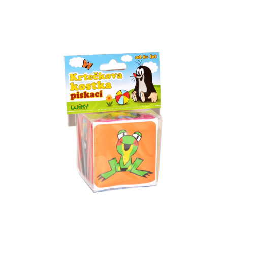 Pískací kostka Krtek plast 7x7cm v sáčku Pískací kostka Krtek plast 7x7cm v sáčku