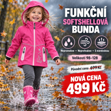 Dětská  funkční softshellová bunda s membránou a fleecovou podšívkou motýlci  - KUGO Růžová