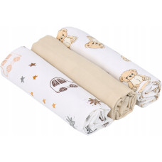  Sada 3 kusy -  Mušelínové pleny PREMIUM SET  BABYM  medvídci/ béžová / autíčka