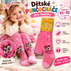 Kojenecké a dětské bavlněné punčocháče KUGO Sovička růžové