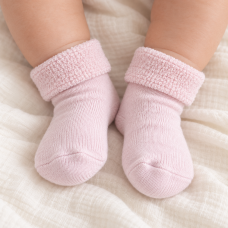 Kojenecké froté thermo ponožky s lemem  Olay sock  růžová