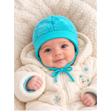Kojenecká čepice na zavazování z welsoftu Baby Service - KVALITNÍ ČESKÁ VÝROBA !!! tyrkysově zelená