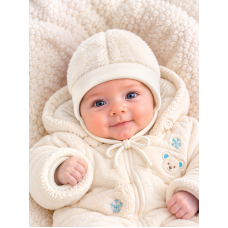 Kojenecká čepice na zavazování z welsoftu Baby Service - KVALITNÍ ČESKÁ VÝROBA !!! Smetanová