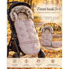 Luxusní zimní fusak Floo for Baby NEVADA COMBI  NEW  3v1 – LIMITOVANÁ EDICE Světle šedá