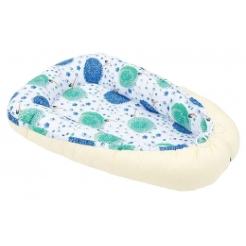 Oboustranné hnízdečko - kokon pro miminko - žlutý / louka zelená Oboustranné hnízdečko - kokon pro miminko - žlutý / louka zelená