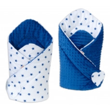 Oboustranná zavinovačka MINKY BABY - hvězdičky tm. modré na bílé - tm. modrá