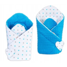 Oboustranná zavinovačka MINKY BABY - hvězdičky modré a šedé - modrá