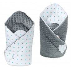 Oboustranná zavinovačka MINKY BABY - hvězdičky modré a šedé - šedá