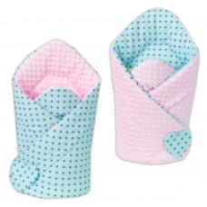 Oboustranná zavinovačka MINKY BABY - mini hvězdičky tyrkysové - růžová
