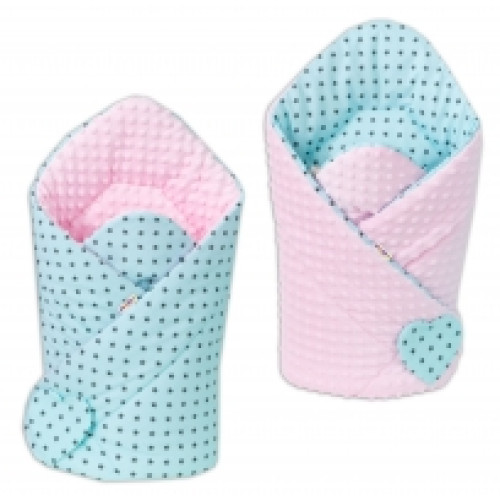 Oboustranná zavinovačka MINKY BABY - mini hvězdičky tyrkysové - růžová Oboustranná zavinovačka MINKY BABY - mini hvězdičky tyrkysové - růžová