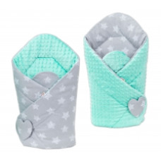Oboustranná zavinovačka MINKY BABY - hvězdy šedé - mátová