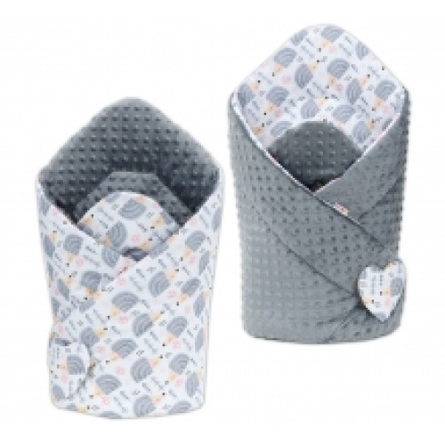 Oboustranná zavinovačka MINKY BABY - ježek šedý - šedá Oboustranná zavinovačka MINKY BABY - ježek šedý - šedá