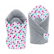 Oboustranná zavinovačka MINKY BABY - srdíčka šedá