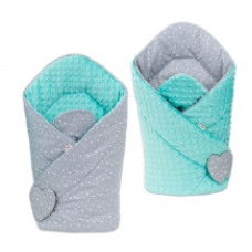 Oboustranná zavinovačka MINKY BABY - hvězdičky bílé na šedém - mátová