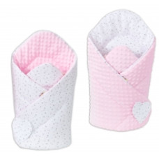 Oboustranná zavinovačka MINKY BABY - hvězdičky šedé na bílém - růžová
