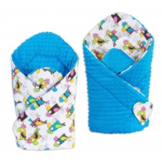 Oboustranná zavinovačka MINKY BABY - papoušci modrá