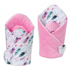 Oboustranná zavinovačka MINKY BABY - pírka mořská - růžová