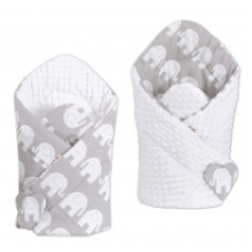 Oboustranná zavinovačka MINKY BABY - Slon šedý/bílá