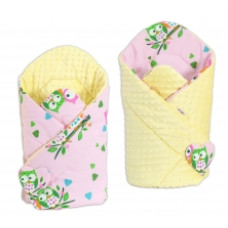 Oboustranná zavinovačka MINKY BABY -sovičky v růžové - žluté