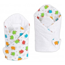 Oboustranná zavinovačka MINKY BABY - ovečky barevné v bílé