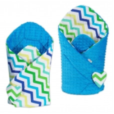 Oboustranná zavinovačka MINKY BABY - zigzag modrá + zelená