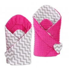 Oboustranná zavinovačka MINKY BABY - zigzag šedá +malina
