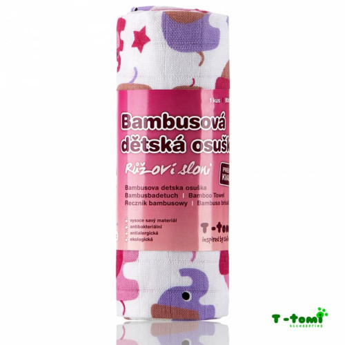 Bambusová vysokogramážní osuška T-tomi růžoví sloni