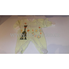 Kojenecký sametový overal  žirafa + čepička ZDARMA !!! vel.3 zelená