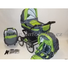 Kombinovaný kočárek KRASNAL POLARIS RETRO č.6 šedá + zelená