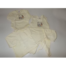4 - dílná soupravička do porodnice s obrázkem dvou medvídků  kód 4628 AUTEX BABY krémová