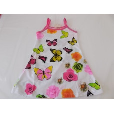 Dívčí šaty na ramínka Hello Girl - bílé + motýlci a květy 152/164