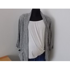 Elegantní svetřík / cardigan s kapsami  - světle šedá
