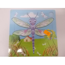 Dřevěné puzzle pro nejmenší 9 dílků vážka