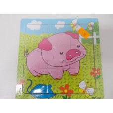 Dřevěné puzzle pro nejmenší 9 dílků prasátko