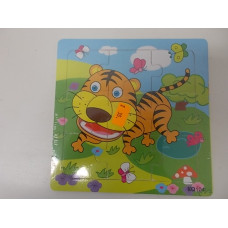 Dřevěné puzzle pro nejmenší 9 dílků tygr
