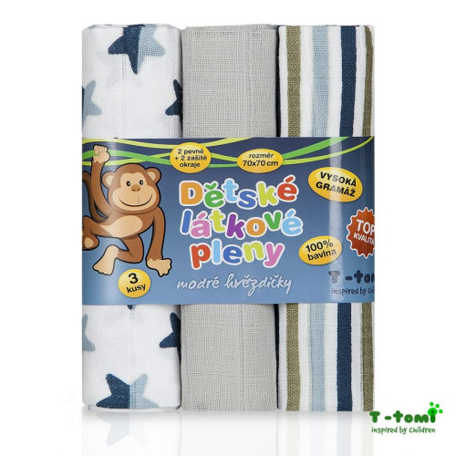 Vysokogramážní TETRA pleny TOP KVALITA s potiskem 70x70 Grey trees   3 kusy T-tomi