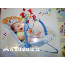 Vibrační lehátko s hrazdičkou  motiv pejska  FISHER PRICE modrá
