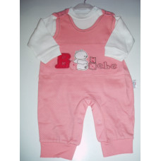 2-dílná bavlněná soupravička - dupačky+ triko , výšivka medvídka CHEERY BABY losová