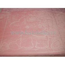 Luxusní španělská deka s vytlačeným vzorem slůňátka  BOBOBABY BOBAS 80 x 110 cm růžová